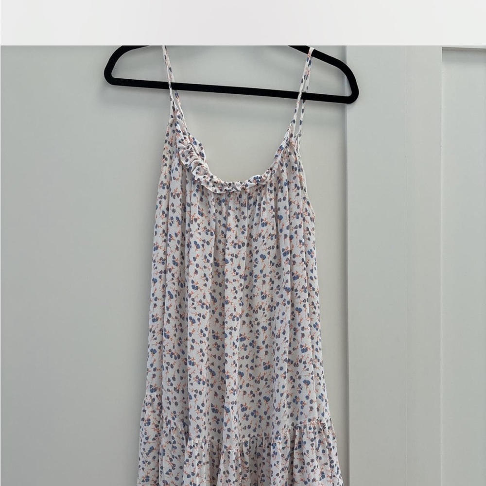 Zara White and Blue spaghetti strap Floral Dress